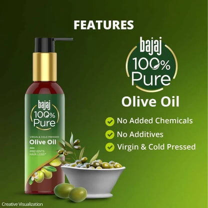 Bajaj 100% Pure Olive Oil for Prevents Hair Loss - 200 ml