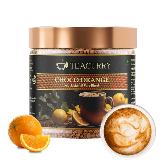 Teacurry Choco Orange Instant Coffee Powder - Arabica Freeze Dried Coffee for Instant Hot & Cold Coffee - 50 gm