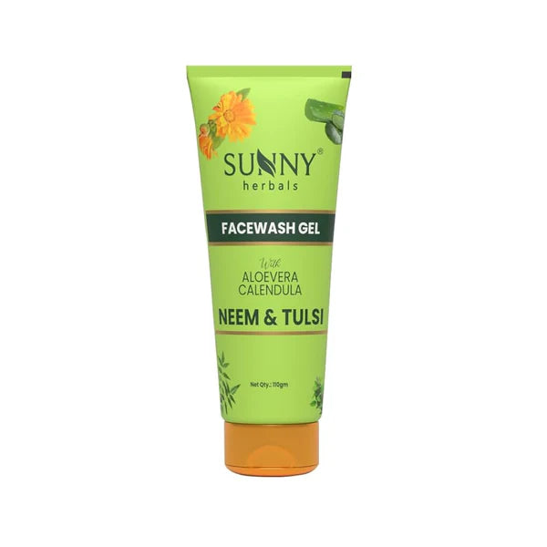 Sunny Herbals Face Wash Gel with Aloevera, Calendula, Neem & Tulsi - 110 gm