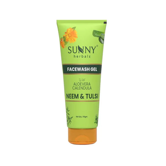 Sunny Herbals Face Wash Gel with Aloevera, Calendula, Neem & Tulsi - 110 gm