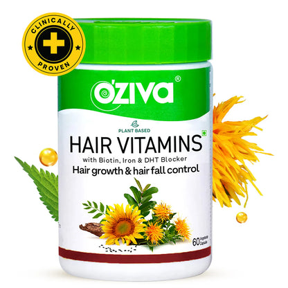 OZiva Hair Vitamins (With Biotin, Iron & Vitamin E) -60 caps