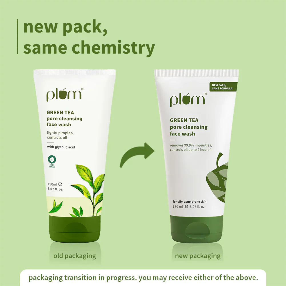 Plum Green Tea Pore Cleansing Face Wash With Glycolic Acid - Fights Acne & Oil For Clear Skin - 50 ml