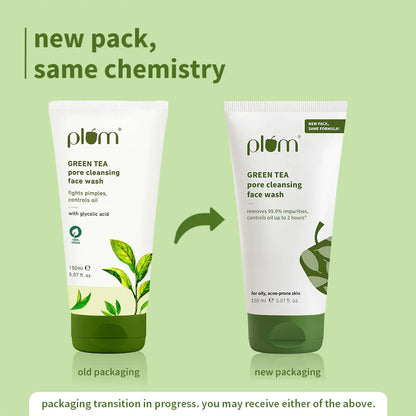 Plum Green Tea Pore Cleansing Face Wash With Glycolic Acid - Fights Acne & Oil For Clear Skin - 50 ml