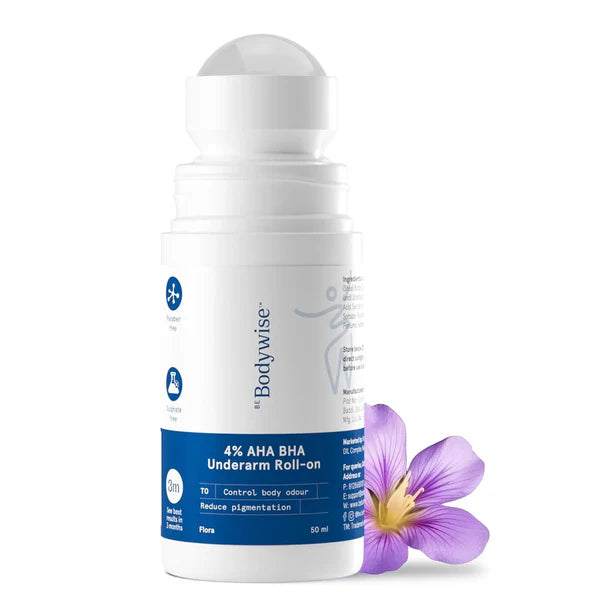 BeBodywise 4% AHA BHA Underarm Roll On For Reduce Pigmentation - Flora Fragrance - 50 ml