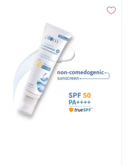 Plum 2% Niacinamide Sunscreen SPF 50 PA+++ UVA/B - Reduces Tan, No White Cast, Dermat Tested - 50 gm