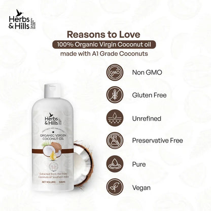 Herbs & Hills Organic Virgin Coconut Oil - 300 ml