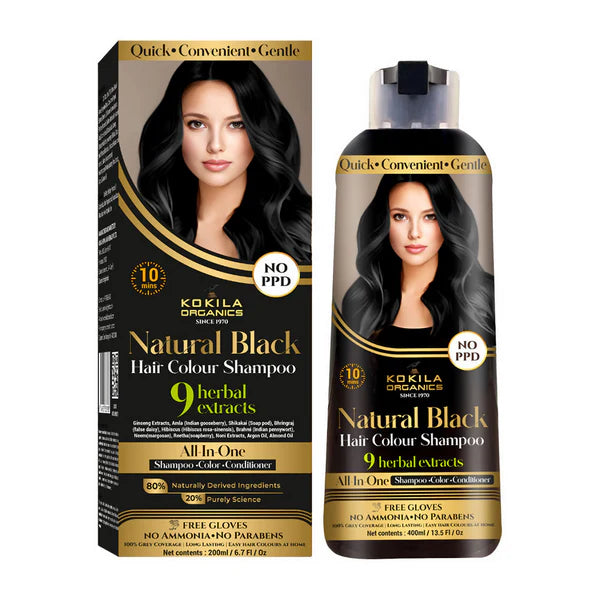 Kokila Organics NO PPD Shampoo Hair Colour - Black - 400 ml