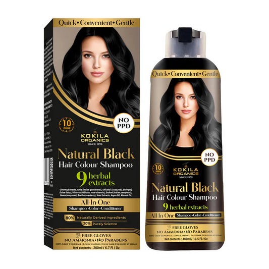 Kokila Organics NO PPD Shampoo Hair Colour - Black - 400 ml