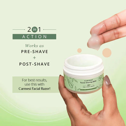 Carmesi Facial Shaving Balm for Women - 2-in-1 (Pre + Post-Shave) - Aloe Vera, Cucumber, Neem - 50 gm
