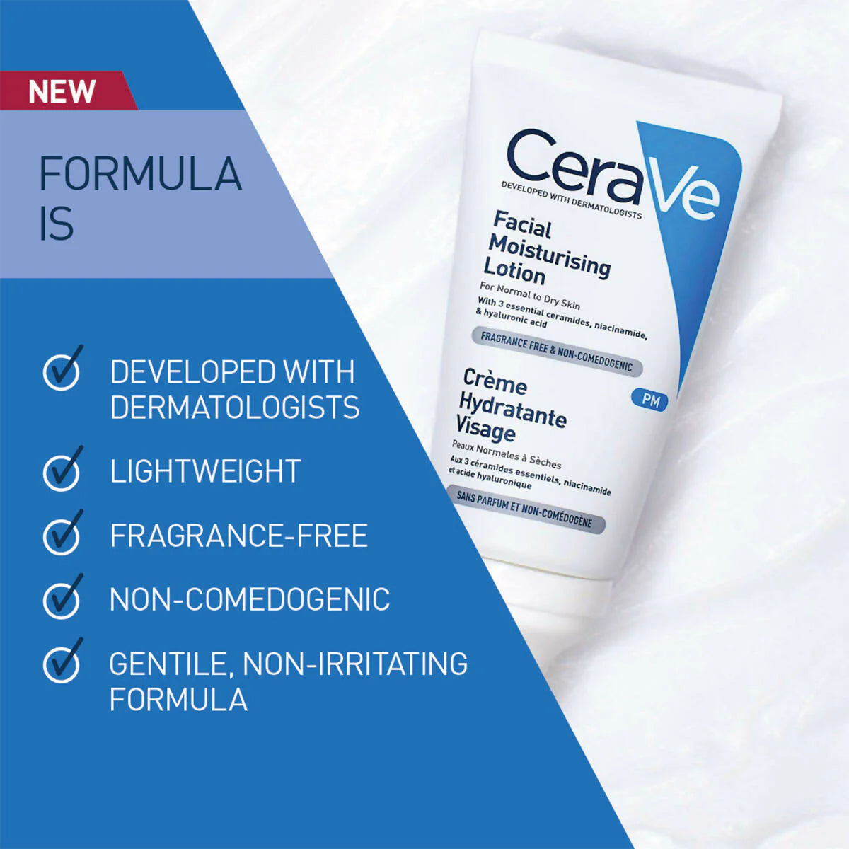 Cerave PM Facial Moisturising Lotion for Normal to Dry Skin - 52 ml