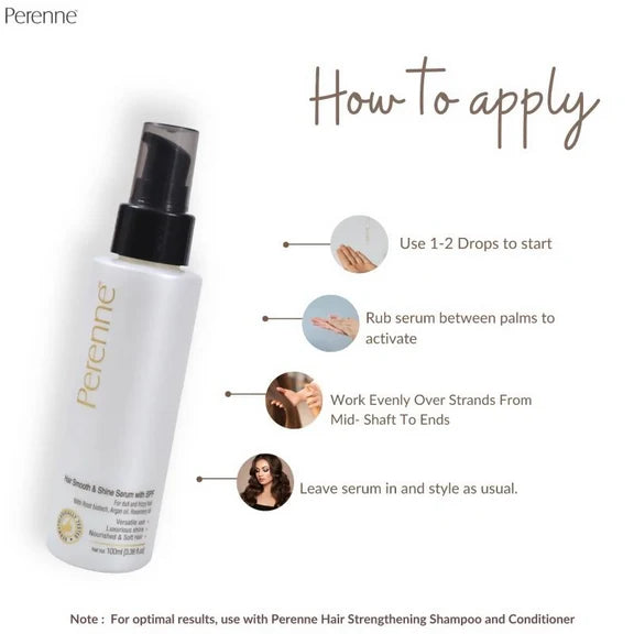 Perenne Hair Smooth & Shine Serum With SPF - 100 ml