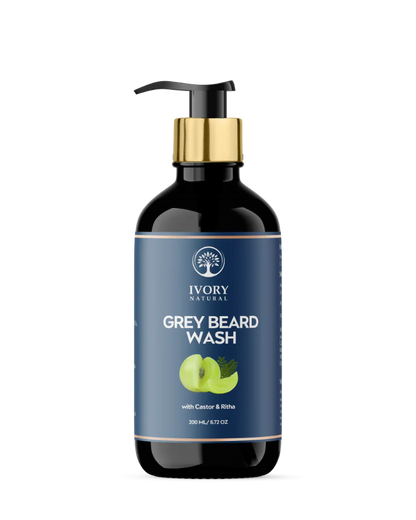 Ivory Natural Grey Beard Wash For Beard Graying And Restoring Beard'S Natural Black Shade - 200 ml