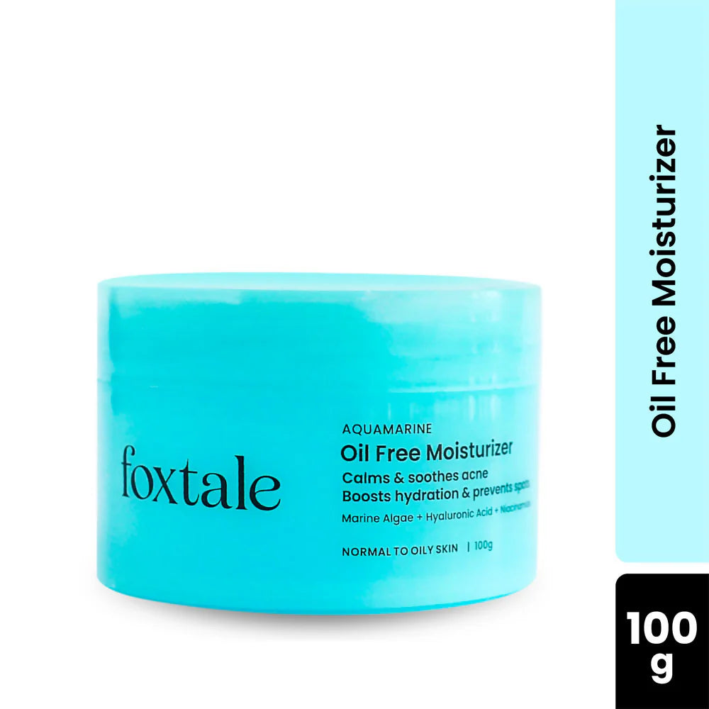 Foxtale Aquamarine Oil Free Hydrating Moisturiser With Hyaluronic Acid For Normal To Oily Skin - 100 gm