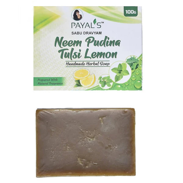 Payal's Herbal Neem Pudina Tulsi Lemon Soap - 100 gm