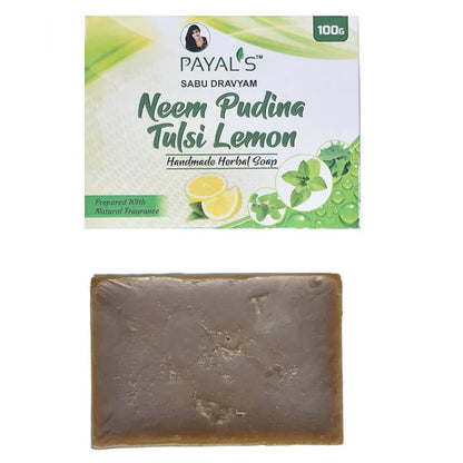 Payal's Herbal Neem Pudina Tulsi Lemon Soap - 100 gm