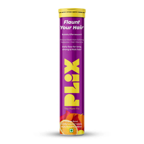 PLIX The Plant Fix Flaunt Your Hair Natural Biotin Effervescent Tablets - Orange Burst - 15 tabs