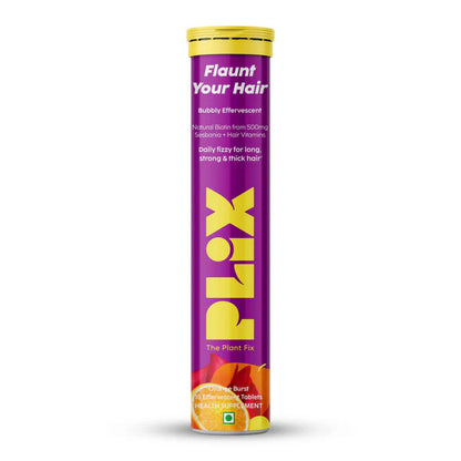 PLIX The Plant Fix Flaunt Your Hair Natural Biotin Effervescent Tablets - Orange Burst - 15 tabs