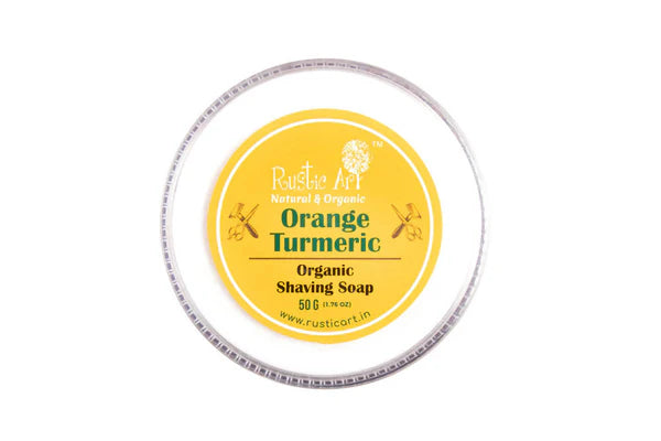 Rustic Art Orange Turmeric Organic Shaving Soap - 50 gm
