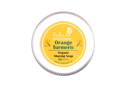 Rustic Art Orange Turmeric Organic Shaving Soap - 50 gm