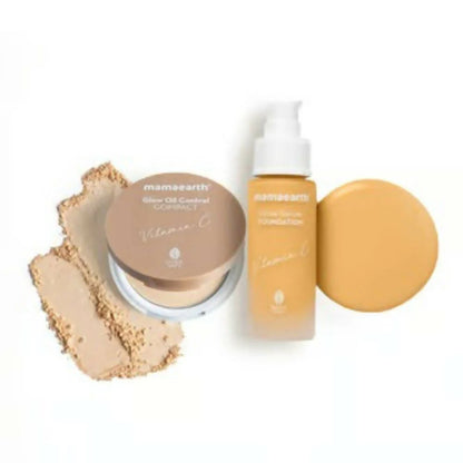 Mamaearth Glow Serum Foundation + Glow Oil Control Compact Combo