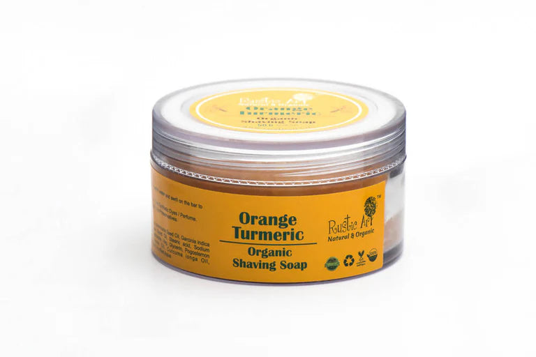 Rustic Art Orange Turmeric Organic Shaving Soap - 50 gm