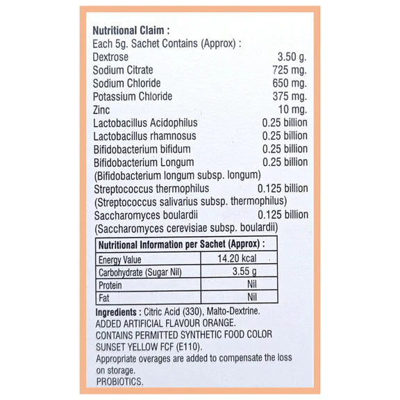 Nutrisrot Electro-Aqua Instant Hydration & Energy Drink Sachets Orange Flavour - 5 gm - Pack of 20