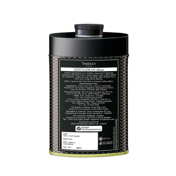 Yardley London Gentleman Classic Talcum Powder For Men - 250 gm