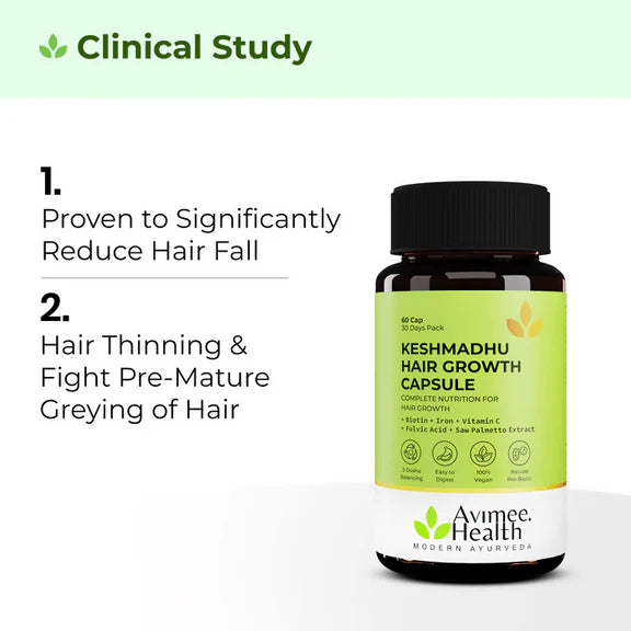 Avimee Herbal Keshmadhu Hair Growth Capsule with Biotin - 60 caps