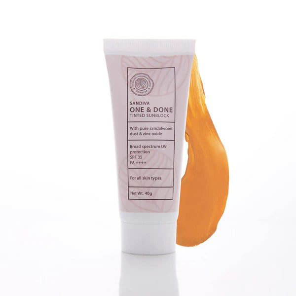 Sandiva One & Done Tinted Sunscreen With Zinc Oxide, SPF 35 PA++++, No White Cast - Tint 22 - 40 gm