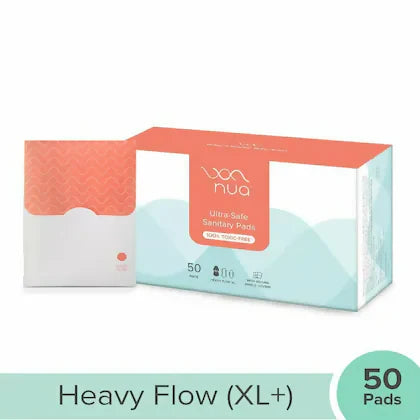 Nua Ultra Safe Sanitary Pads Heavy Flow-XL+ with Disposal Pouches - 50 pads