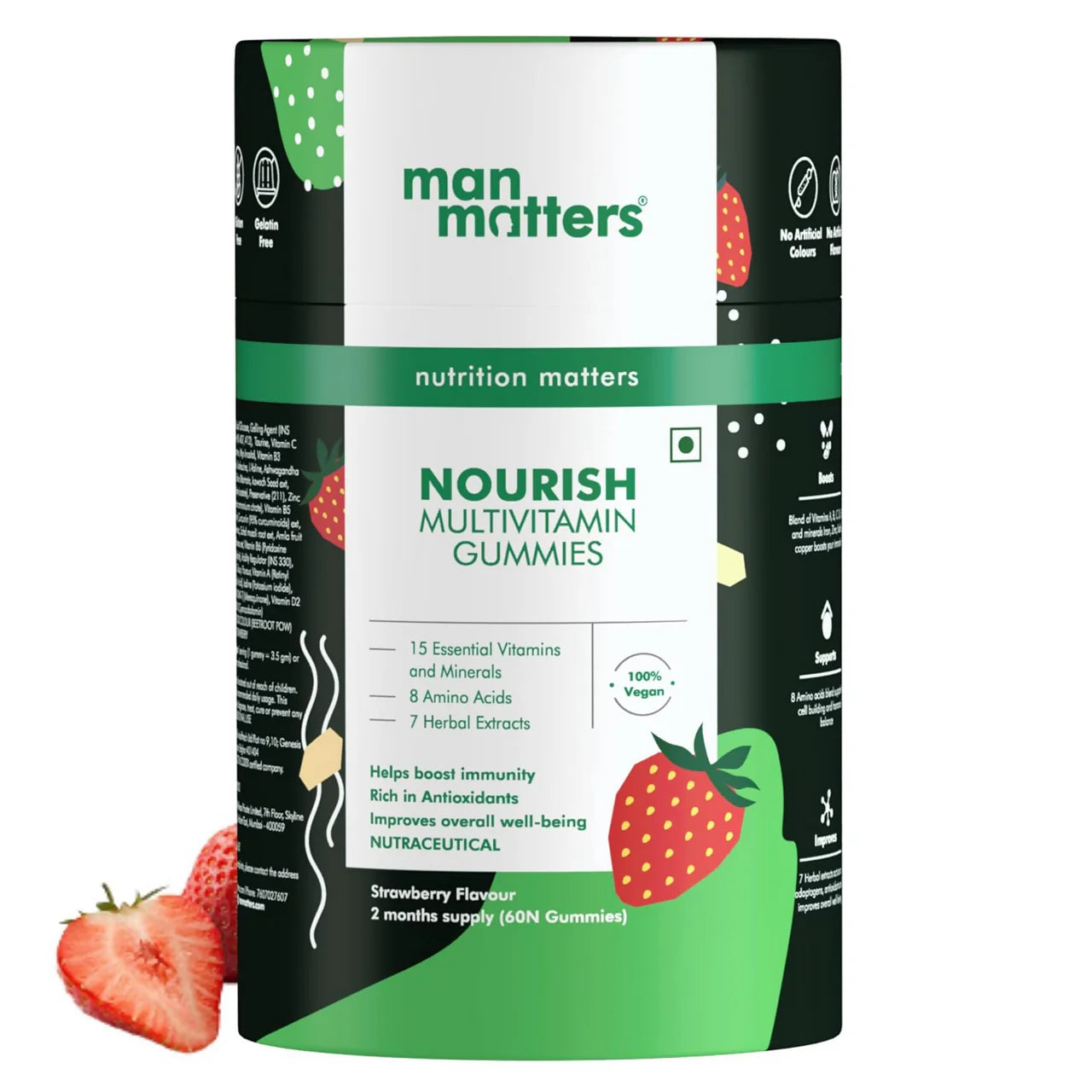 Man Matters Nourish Multivitamin Gummies - Strawberry Flavour With Multivitamin, Zinc & Biotin