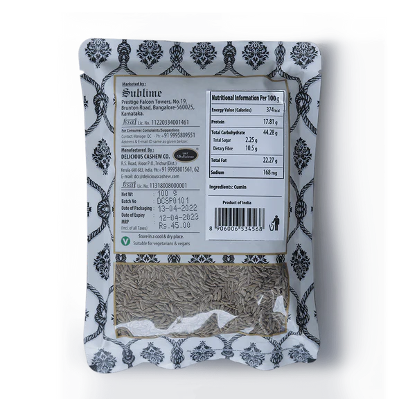 Sublime Inspiring Awe Cumin Seeds - 100 gm