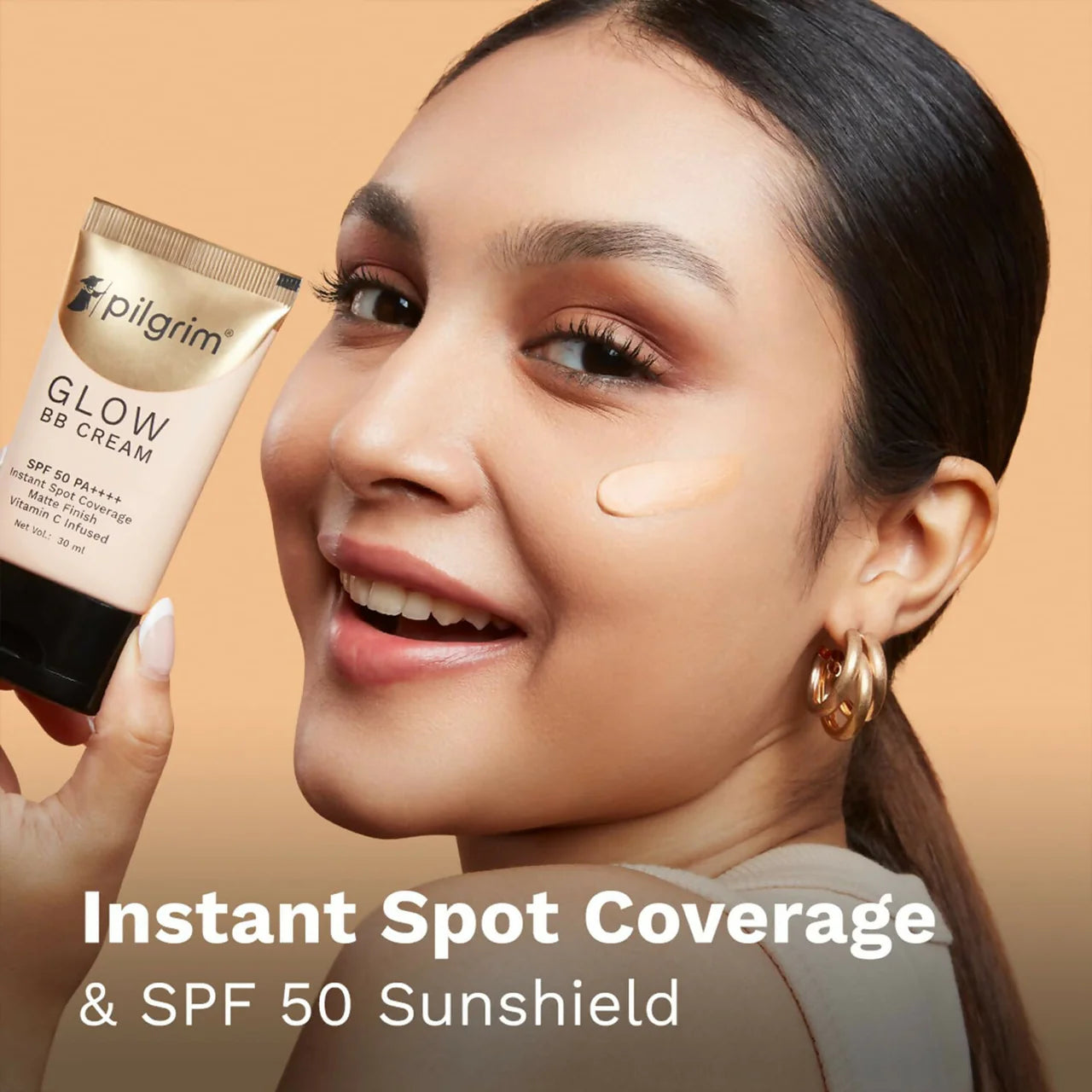 Pilgrim Glow BB Cream SPF 50 PA++++ Instant Spot Coverage Matte Finish Vitamin C Infused - Almond Glow