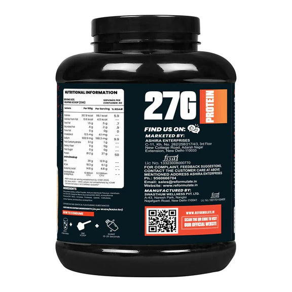 Reformulate I Isoform I Whey Isolate I Your Daily Meal Replacement Formula I 27G Protein | 6.1G BCAA | 12.9G EAA | O g Sugar - Cold Coffee - 2 kg