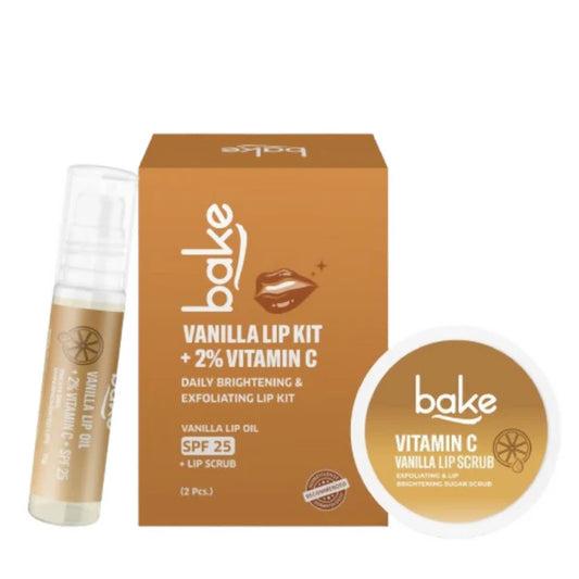 Bake Vitamin C Vanilla Lip Kit With Lip Balm SPF 25 & Lip Scrub For Dark & Pigmented Lips - combo