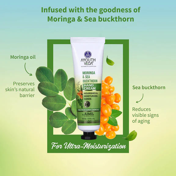 Ayouthveda Moringa & Sea Buckthorn Hand Cream - 30 gm