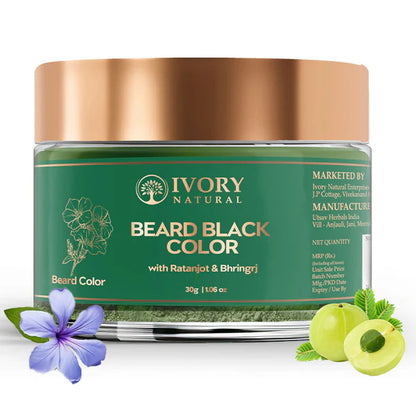 Ivory Natural Beard Black Color Organic - Instant Natural Plant Based Beard Color Powder - 30 gm