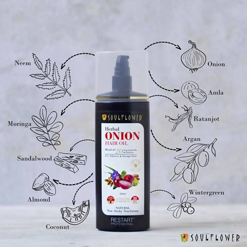 Soulflower Herbal Onion Hair Growth Oil - 120 ml - Pack of 1