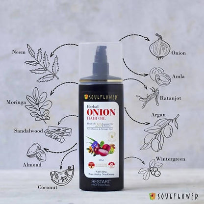 Soulflower Herbal Onion Hair Growth Oil - 120 ml - Pack of 1