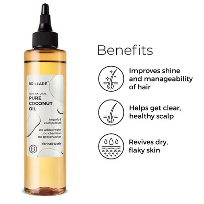 Brillare 100% Natural Pure Coconut Oil Organic & Cold Pressed Hair Oil with Zero Chemicals - 200 ml