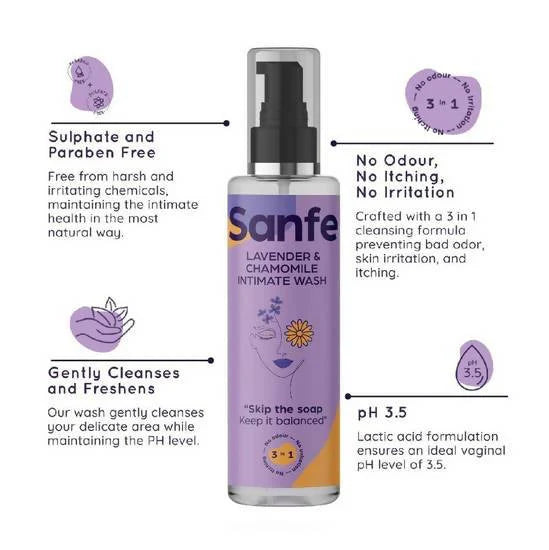 Sanfe Lavender & Chamomile 3 In 1 Intimate Wash - 100 ml