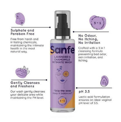 Sanfe Lavender & Chamomile 3 In 1 Intimate Wash - 100 ml