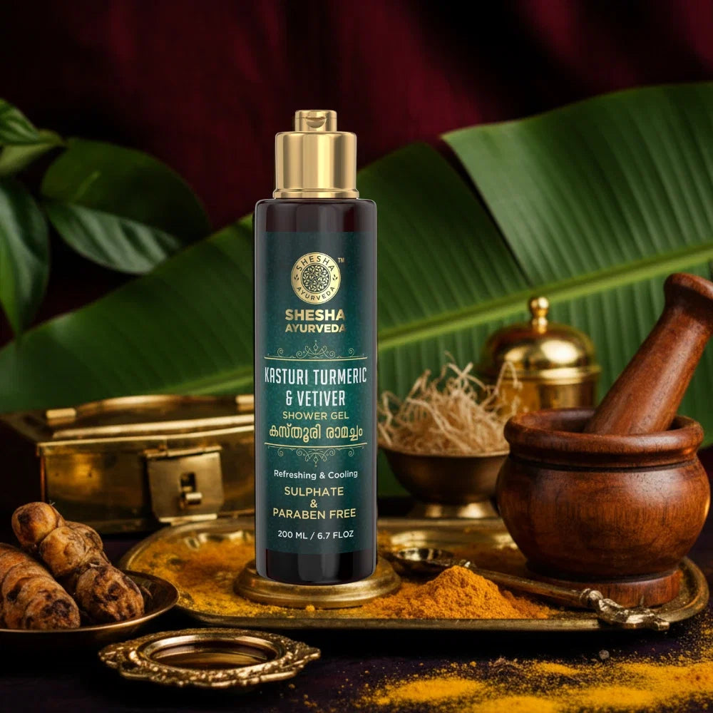 Shesha Ayurveda Kasturi Turmeric & Vetiver Shower Gel (Sulphate and Paraben Free) 200 ML