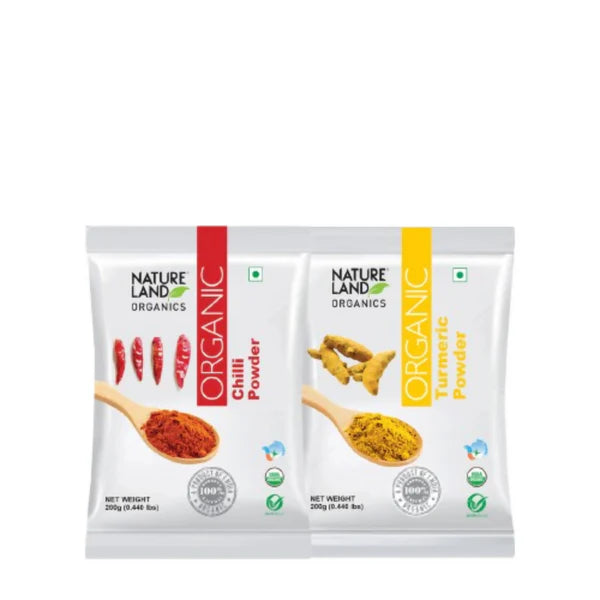 Nature Land Organics Red Chilli Powder+Organic Turmeric Powder - combo