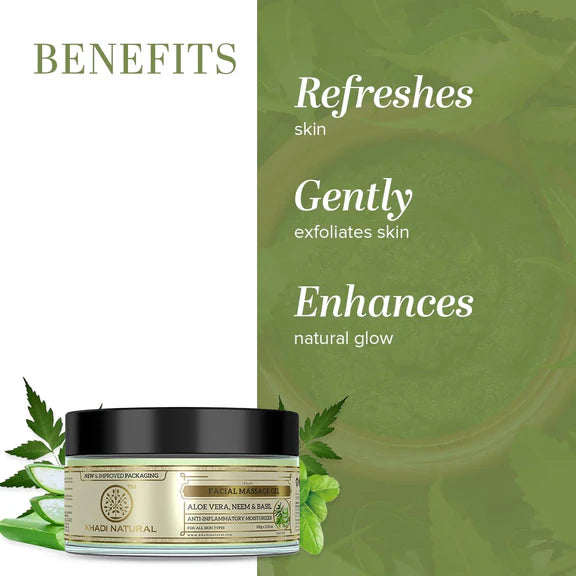 Khadi Natural Alovera Neem & Basil Herbal Facial Massage Gel - 100 gm