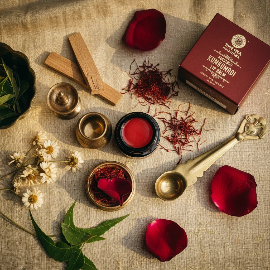 Kumkumadi Lip Balm - Lightens Dark Lips, Heals & Moisturizes | Ayurvedic Lip Treatment 5G