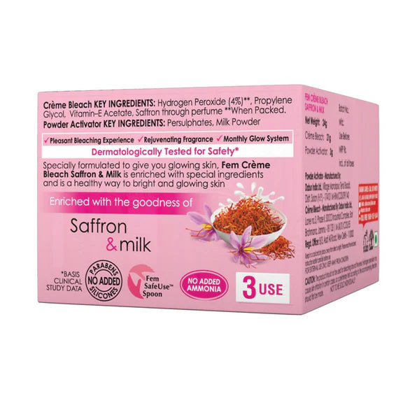 Fem Fairness (Saffron & Milk) Creme Bleach - 24 gm