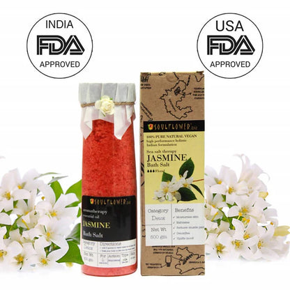 Soulflower Aromatherapy Essential Oil Jasmine Bath Salt - 500 gm