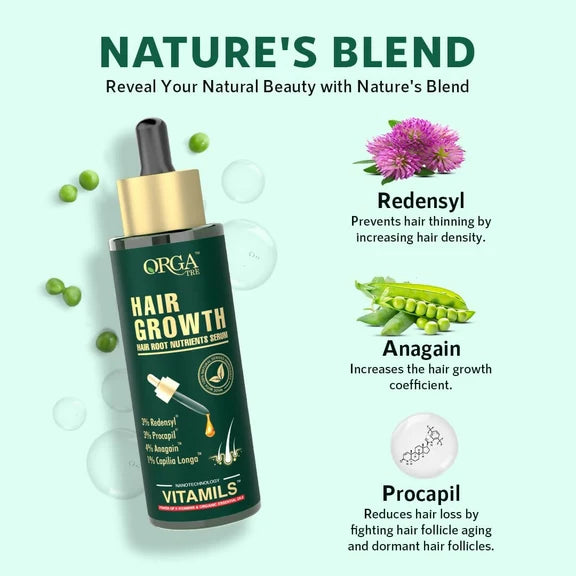 Orgatre Hair Growth Serum Powered with 3% Redensyl, 4% Anagain, 3% Procapil, 1% Capilia Longa and Rosemary Oil - 50 ml