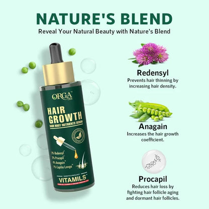 Orgatre Hair Growth Serum Powered with 3% Redensyl, 4% Anagain, 3% Procapil, 1% Capilia Longa and Rosemary Oil - 50 ml